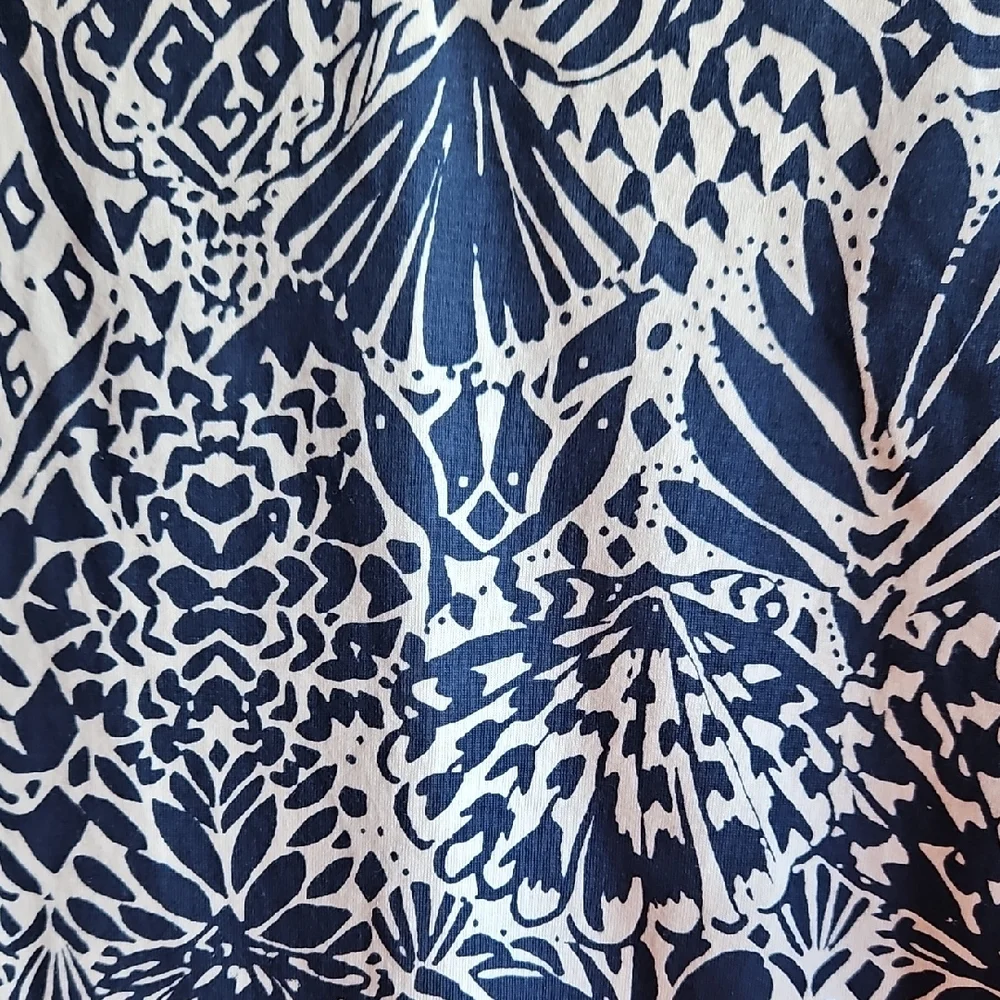 Lilly Pulitzer Navy & White Printed Shift Dress with Pink & Teal Border